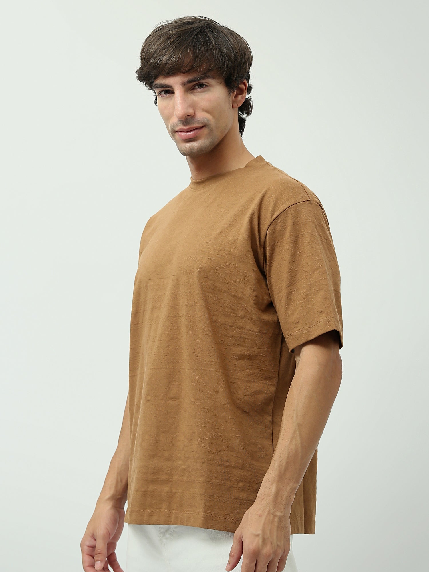 T-shirt Oversized pour homme – Couleur camel avec coupe décontractée - TSH24SBRR20074TM1