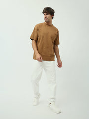 T-shirt Oversized pour homme – Couleur camel avec coupe décontractée - TSH24SBRR20074TM1