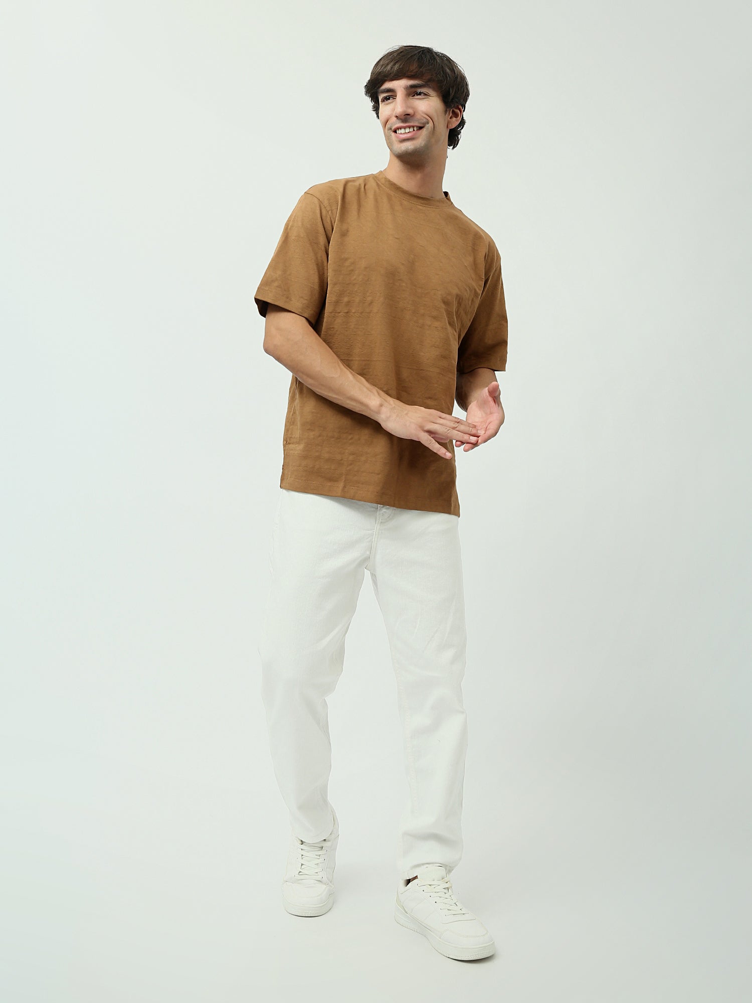 T-shirt Oversized pour homme – Couleur camel avec coupe décontractée - TSH24SBRR20074TM1