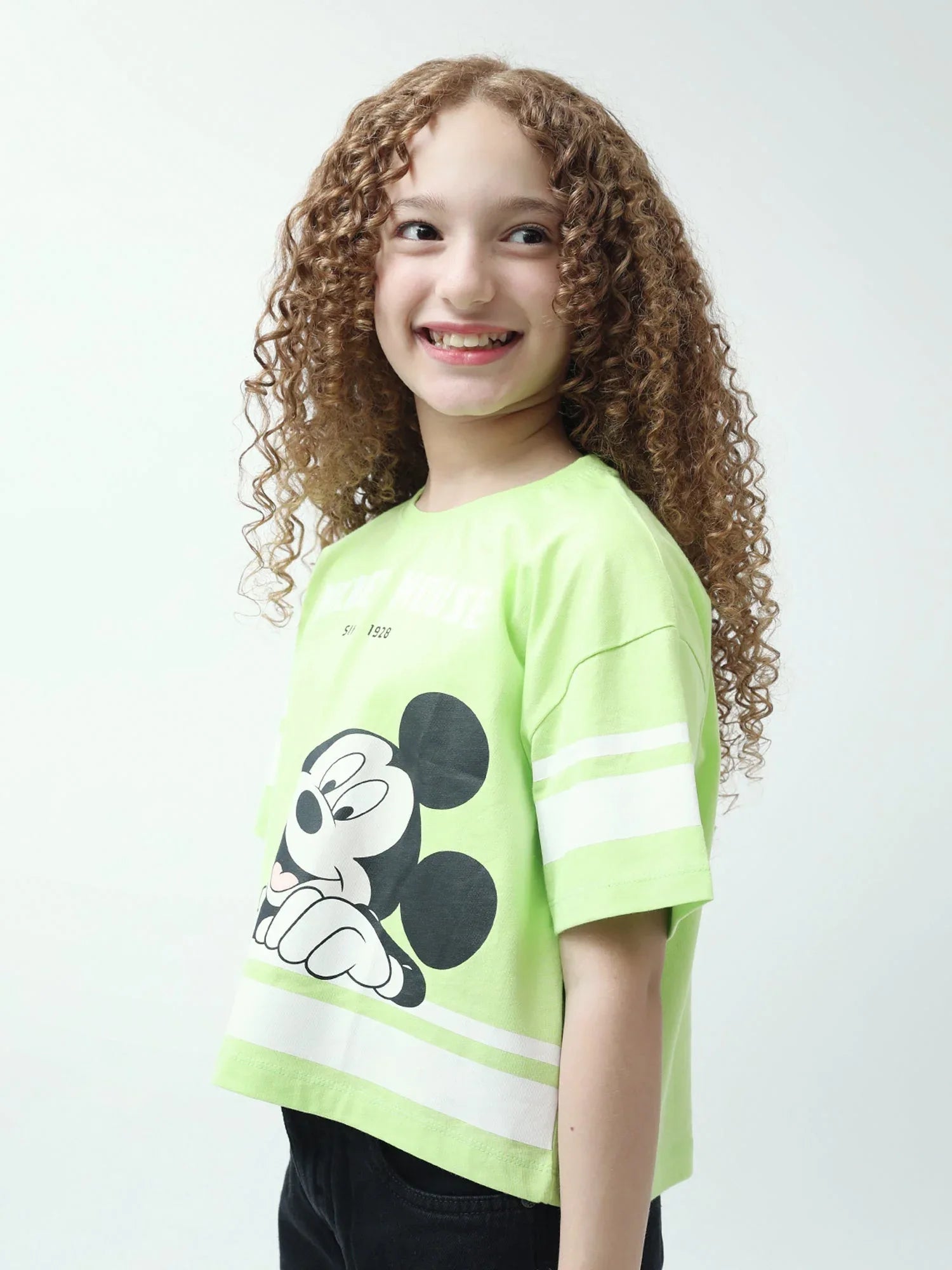 T-shirt ado fille court à manches courtes, imprimé Mickey Mouse – TSH24SCR70882MR1 - Justyol