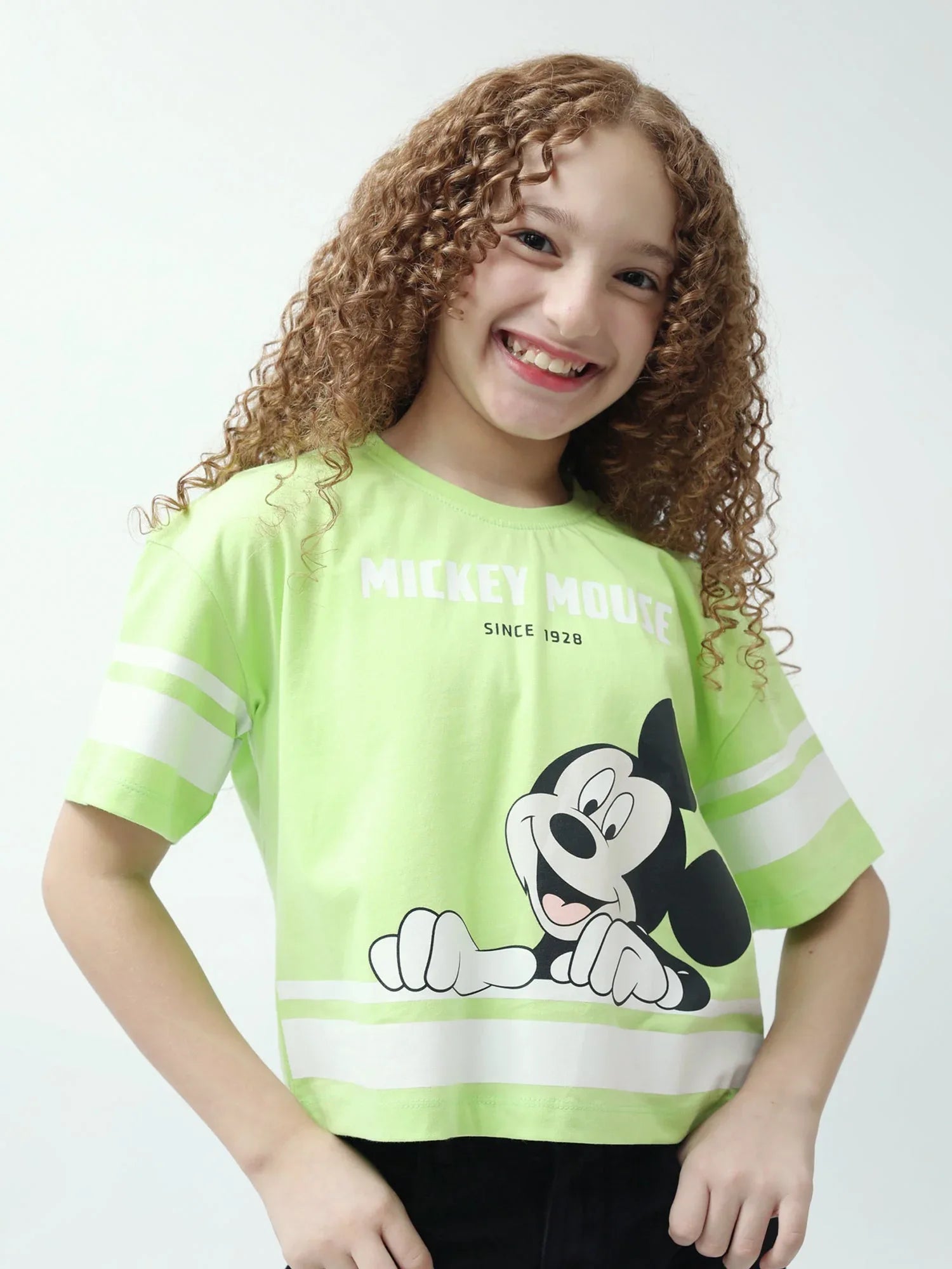 T-shirt ado fille court à manches courtes, imprimé Mickey Mouse – TSH24SCR70882MR1 - Justyol
