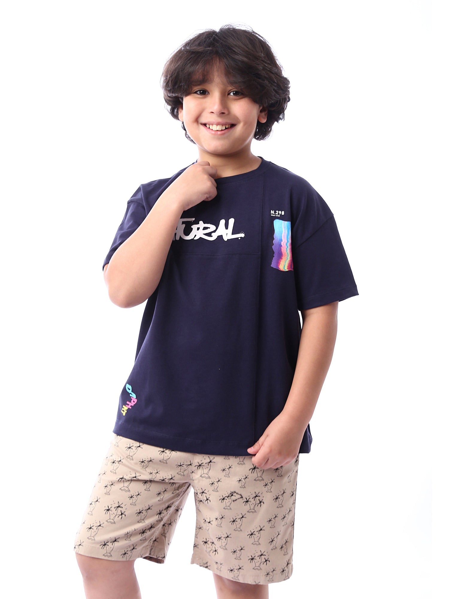 T-shirt pour garçon bleu avec impression distinctive -TSH24SCRO32614TB1