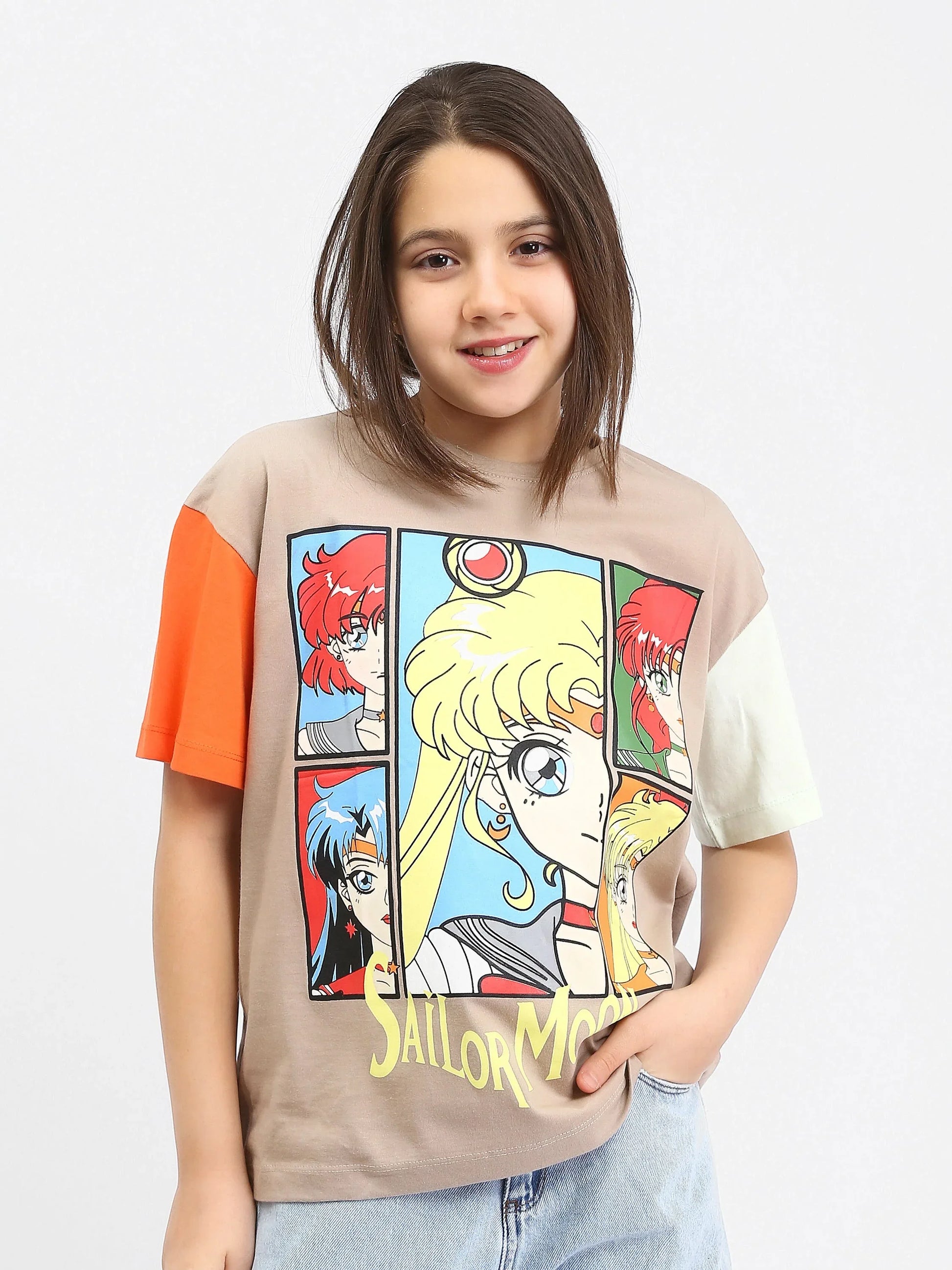 T-shirt fille Sailor Moon beige et blanc - TSH24SCRO70897MR1 - Justyol