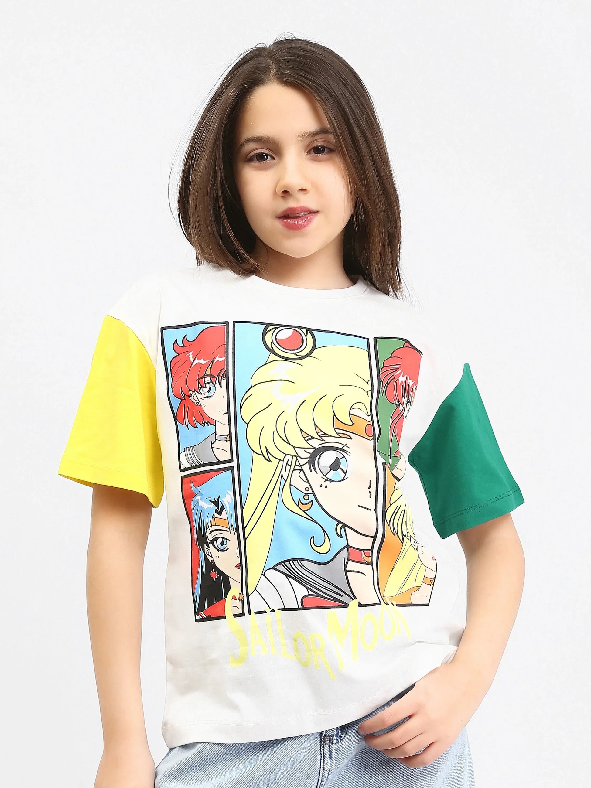 T-shirt fille Sailor Moon beige et blanc - TSH24SCRO70897MR1 - Justyol