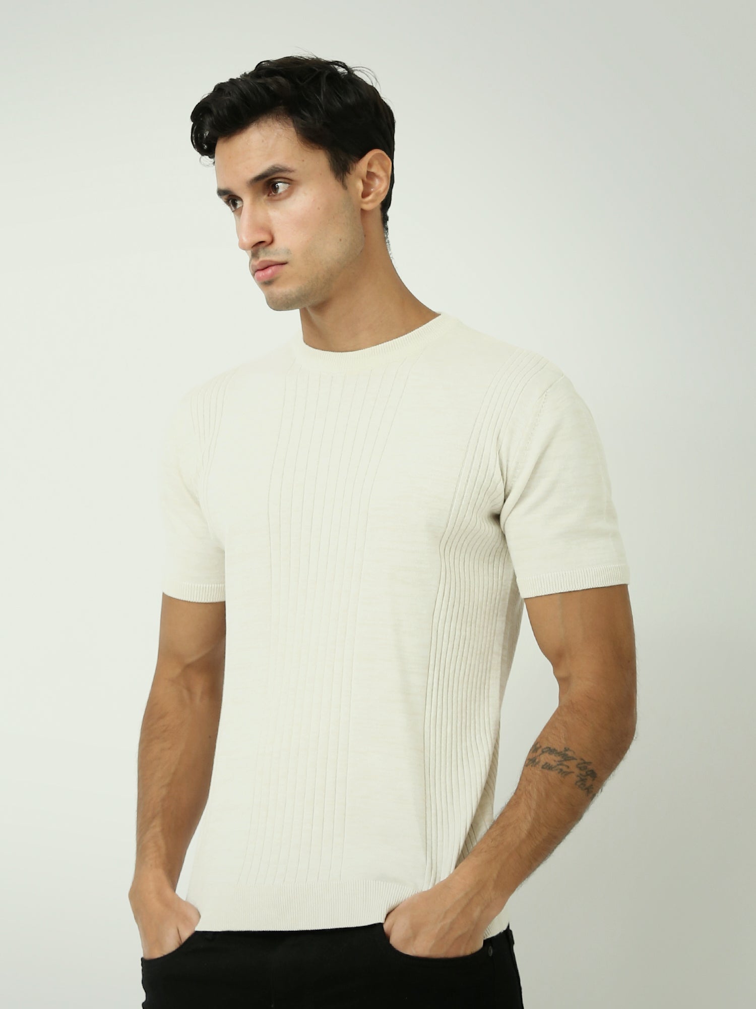 T-shirt Homme à Maille Côtelée - Élégance et Confort pour Tous les Jours - TSH24SKRR20959TM1