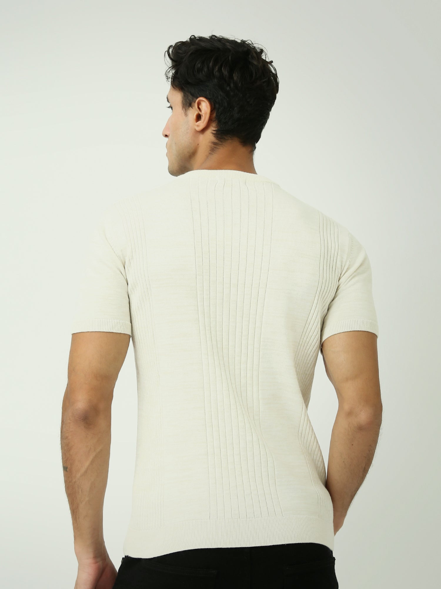 T-shirt Homme à Maille Côtelée - Élégance et Confort pour Tous les Jours - TSH24SKRR20959TM1