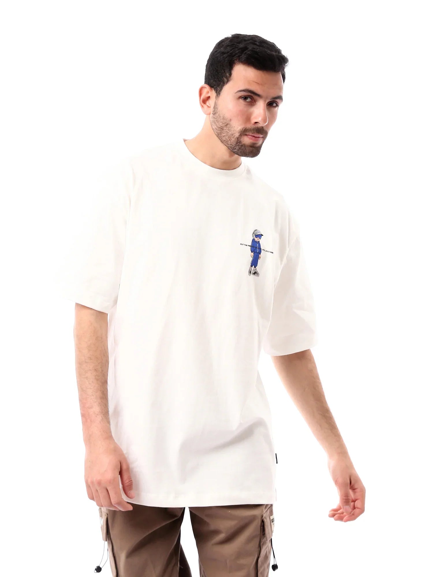 T-shirt à imprimé de personnage avec slogan - T-shirt décontracté pour homme - TSH24SPRO20032TM1