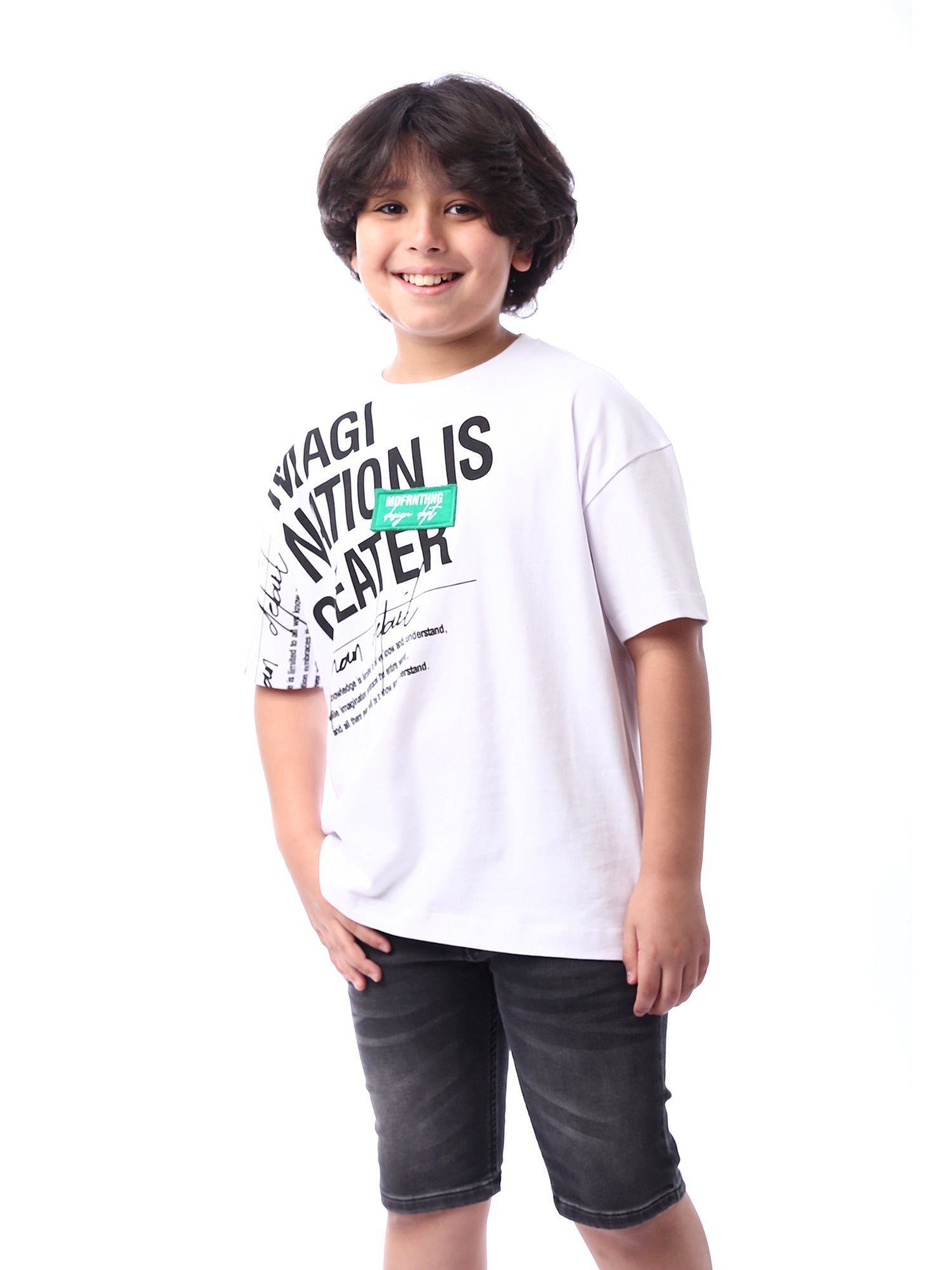 T-shirt Enfant Blanc avec Imprimé Coloré et Logo Distinctif - TSH24SPRO20033TB1
