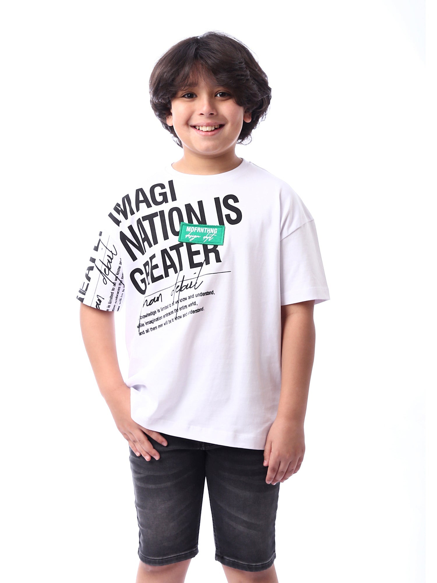 T-shirt pour enfants blanc avec des motifs colorés et un logo distinctif - TSH24SPRO20033TB1