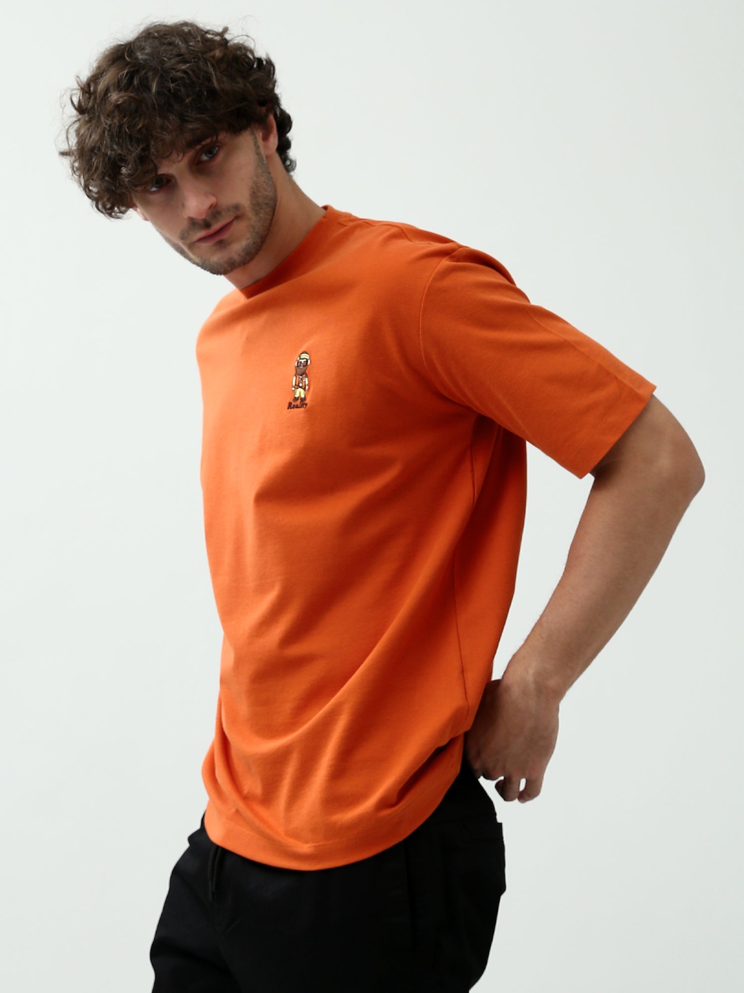 T-shirt pour homme orange avec petite impression - TSH24SPRO20080TM1