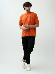 T-shirt pour homme orange avec petite impression - TSH24SPRO20080TM1