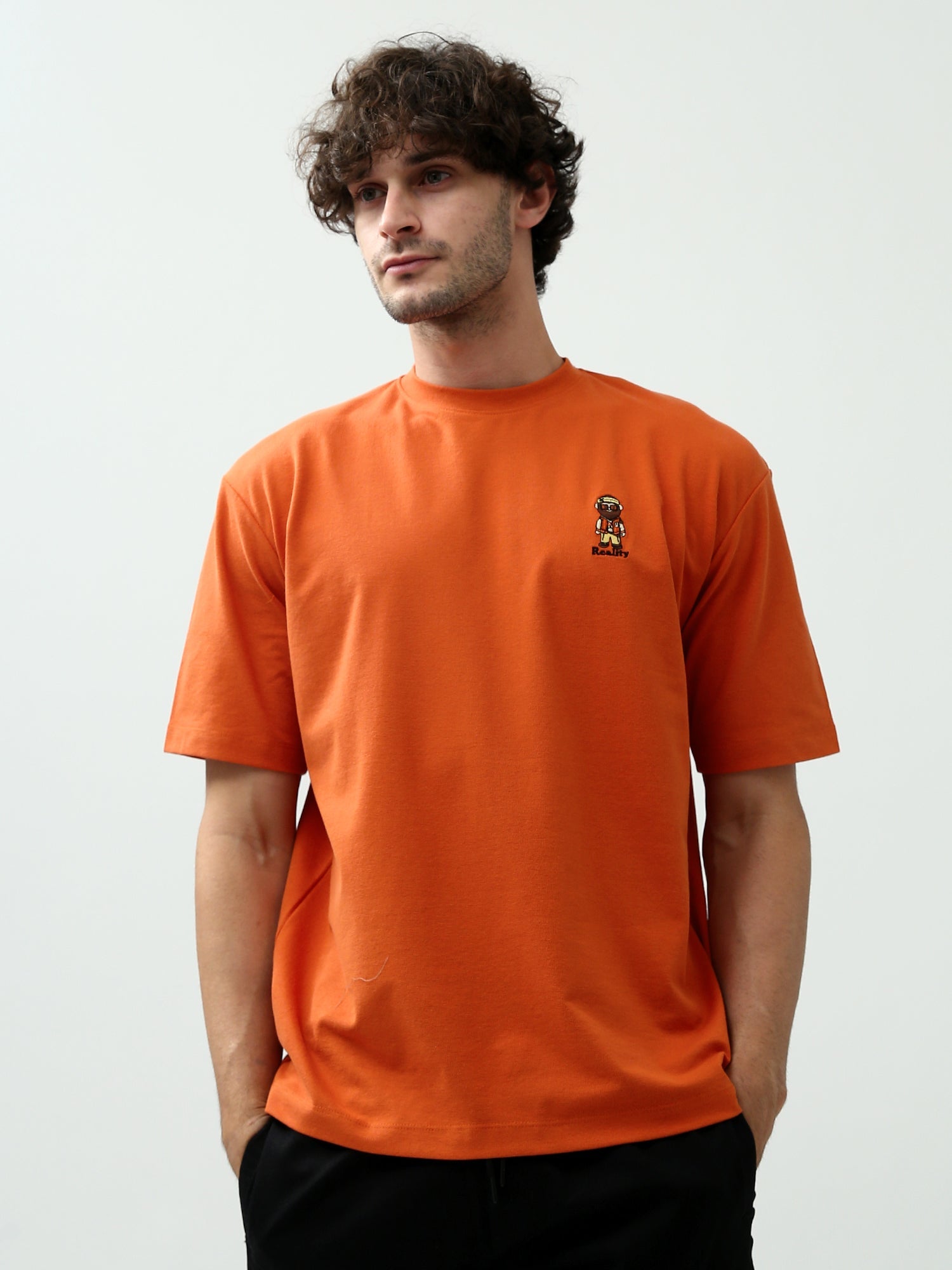 T-shirt pour homme orange avec petite impression - TSH24SPRO20080TM1