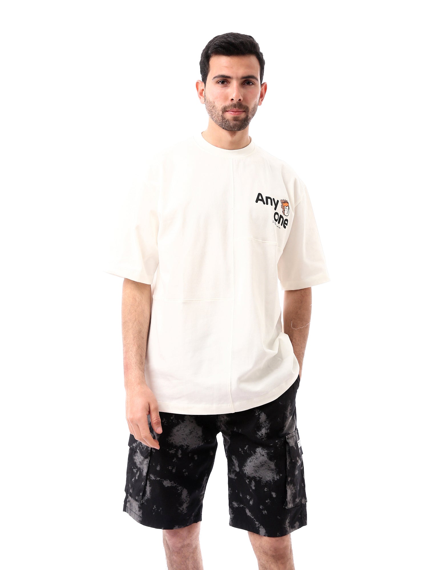 T-shirt Homme Oversize Imprimé avec Détails de Couture - TSH24SPRO20093TM1