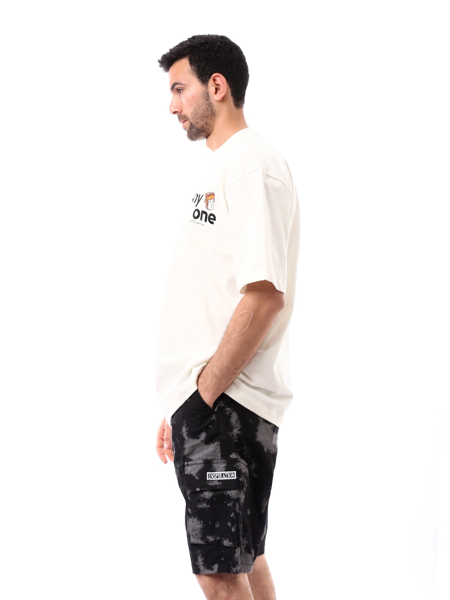 T-shirt Homme Oversize Imprimé avec Détails de Couture - TSH24SPRO20093TM1