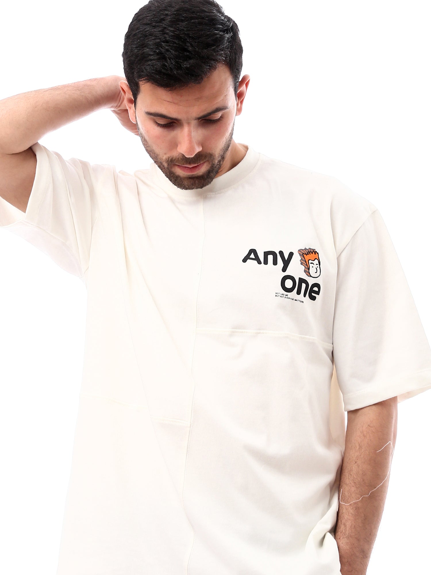 T-shirt Homme Oversize Imprimé avec Détails de Couture - TSH24SPRO20093TM1