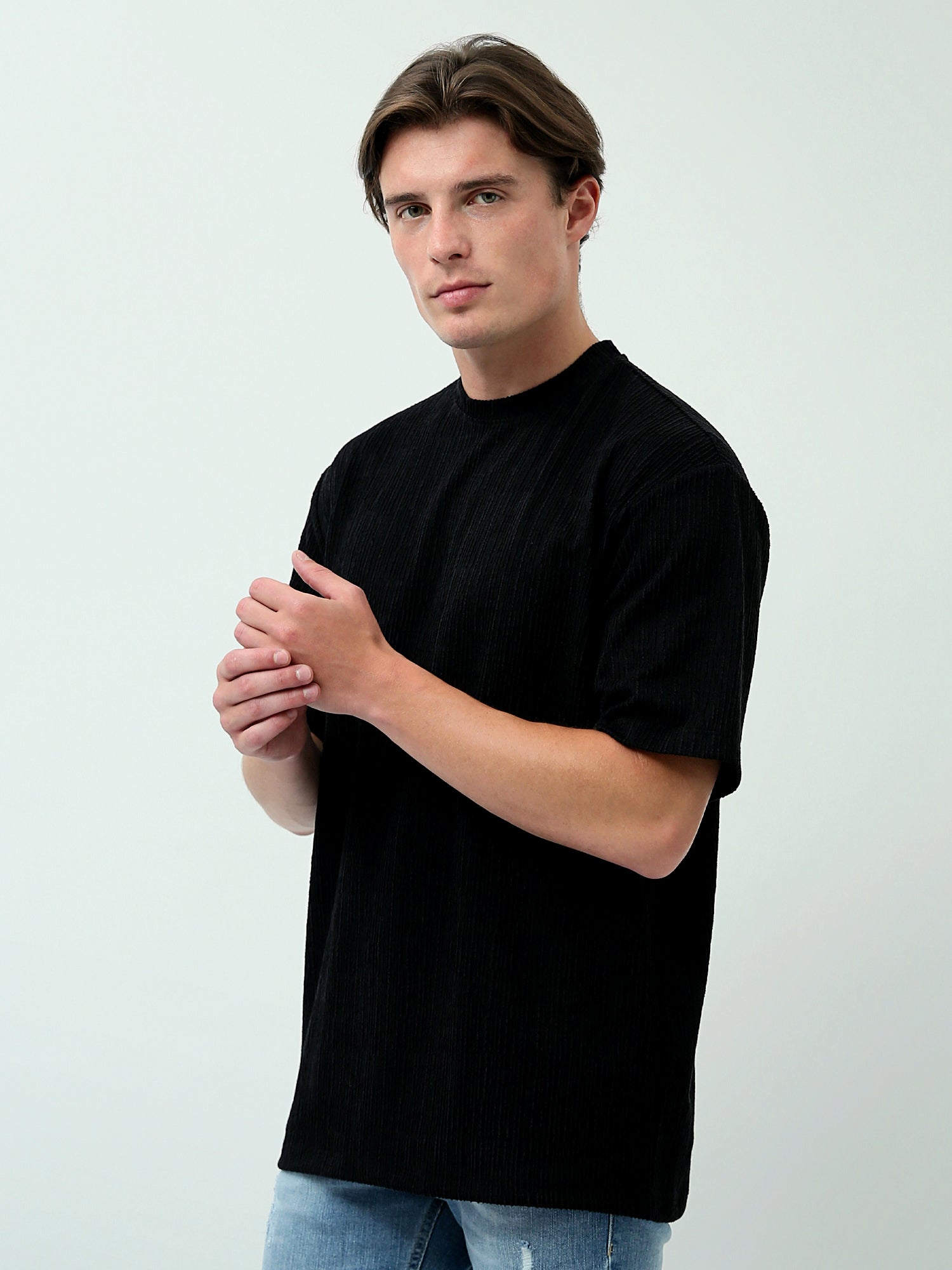 T-shirt Homme Noir Coupe Droite – Style Minimaliste Casual - TSH24SPRO20103TM1