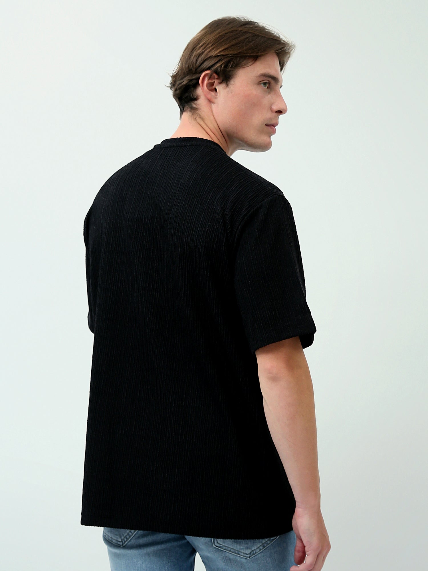 T-shirt Homme Noir Coupe Droite – Style Minimaliste Casual - TSH24SPRO20103TM1