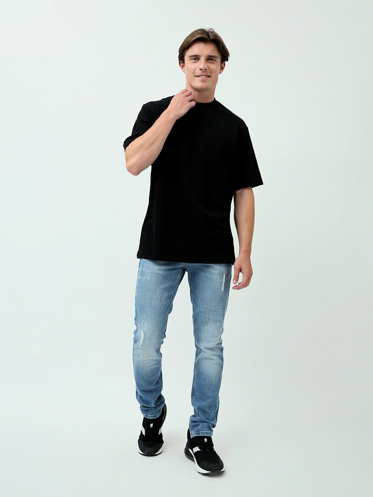 T-shirt Homme Noir Coupe Droite – Style Minimaliste Casual - TSH24SPRO20103TM1
