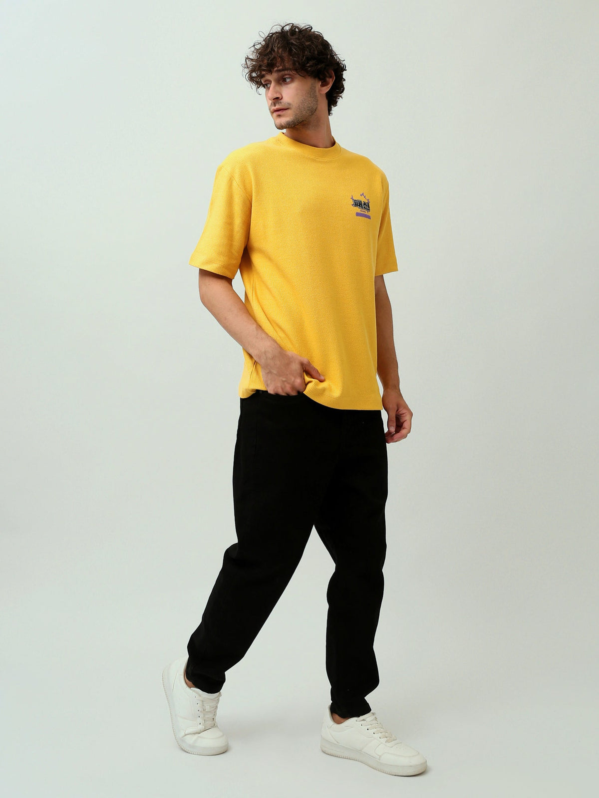 T-shirt Homme Oversize Texturé avec Imprimé Graphique - TSH24SPRO20105TM1