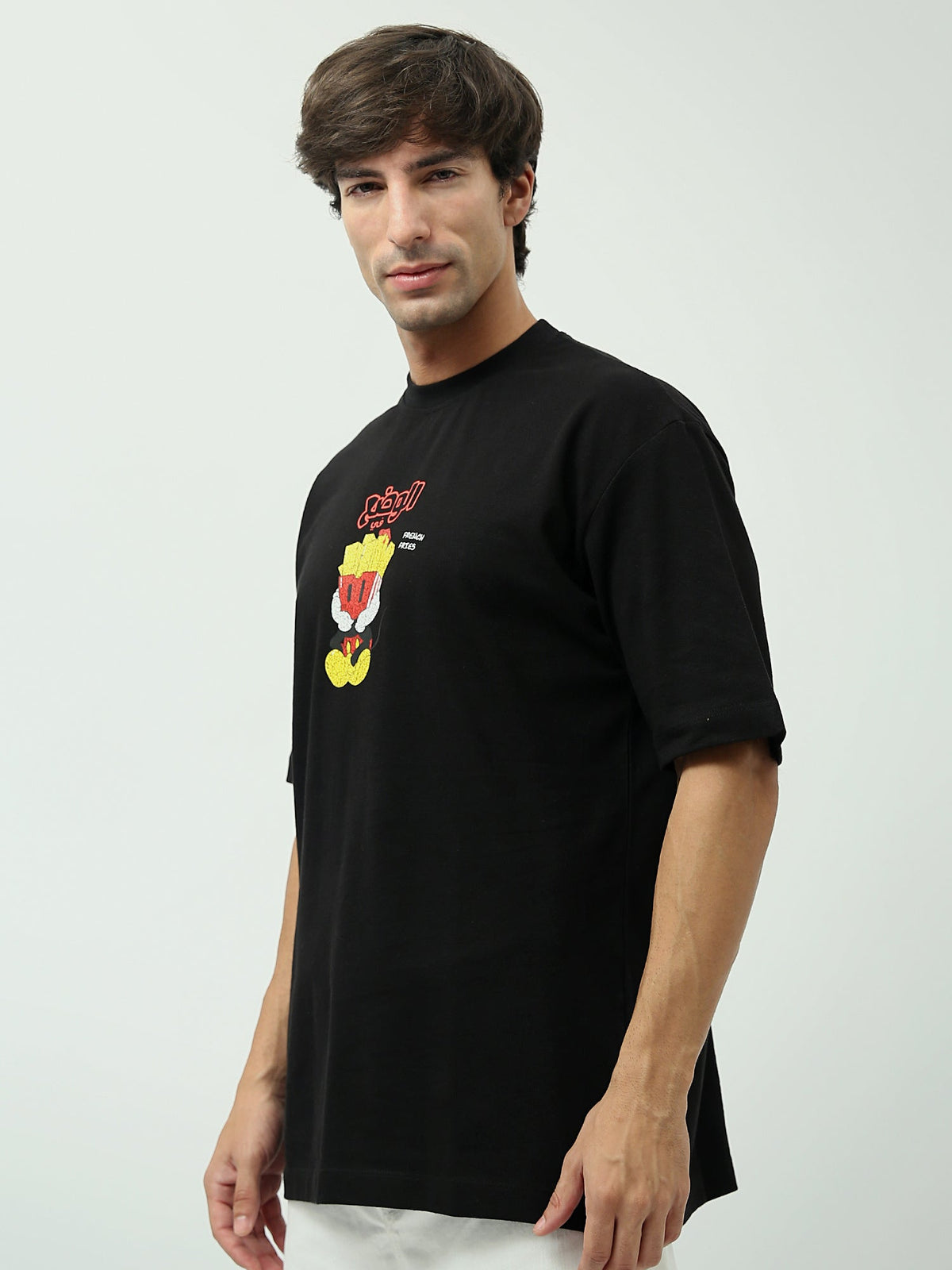 T-shirt Oversized "Fry and Fry Again!" – Design amusant avec imprimé fries - TSH24SPRO20120TM1