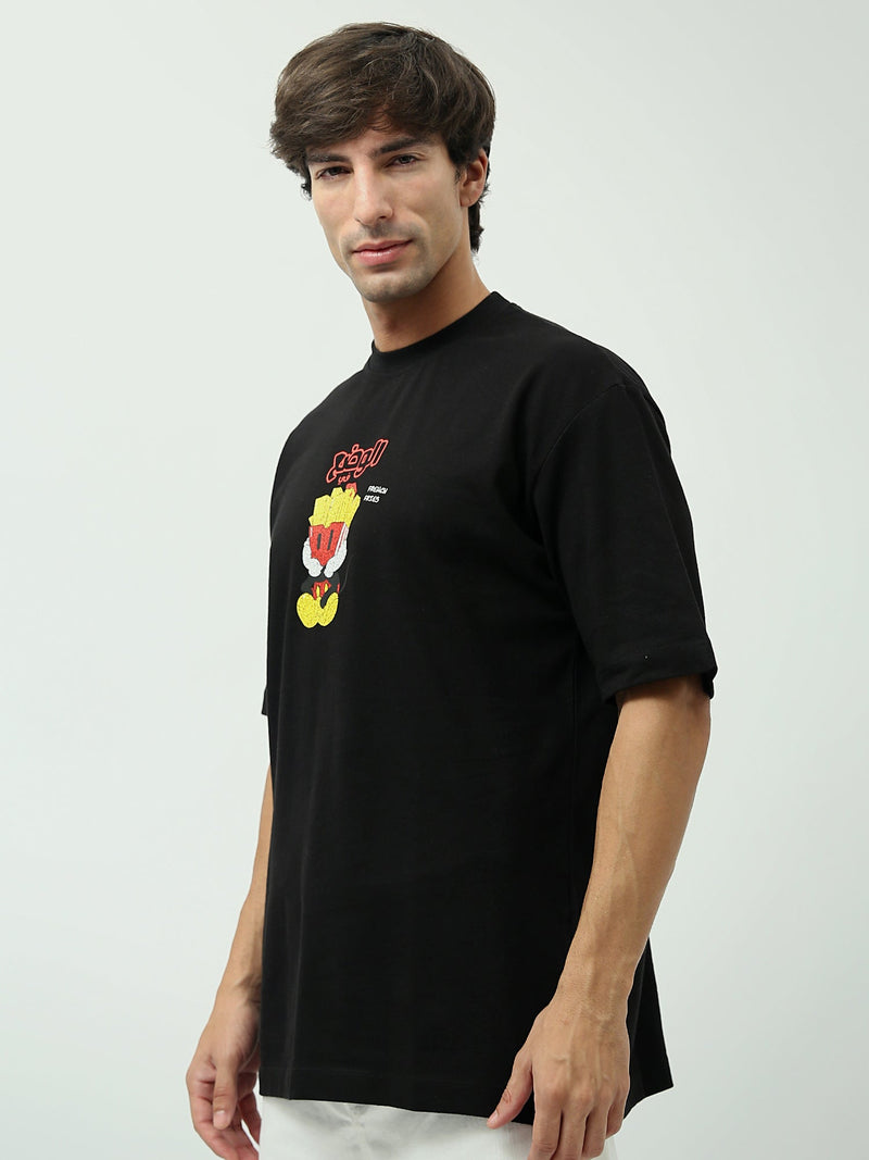 T-shirt Oversized "Fry and Fry Again!" – Design amusant avec imprimé fries - TSH24SPRO20120TM1
