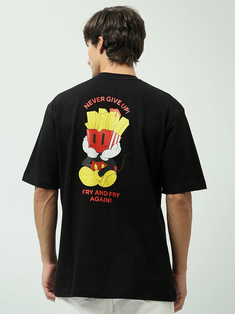 T-shirt Oversized "Fry and Fry Again!" – Design amusant avec imprimé fries - TSH24SPRO20120TM1