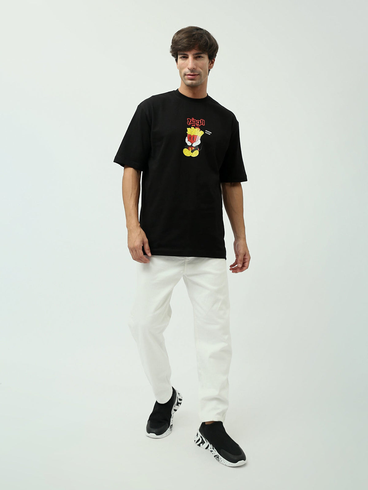 T-shirt Oversized "Fry and Fry Again!" – Design amusant avec imprimé fries - TSH24SPRO20120TM1