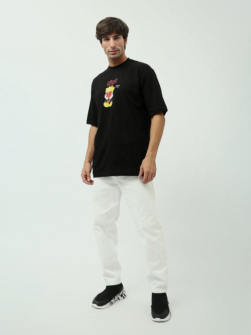 T-shirt Oversized "Fry and Fry Again!" – Design amusant avec imprimé fries - TSH24SPRO20120TM1