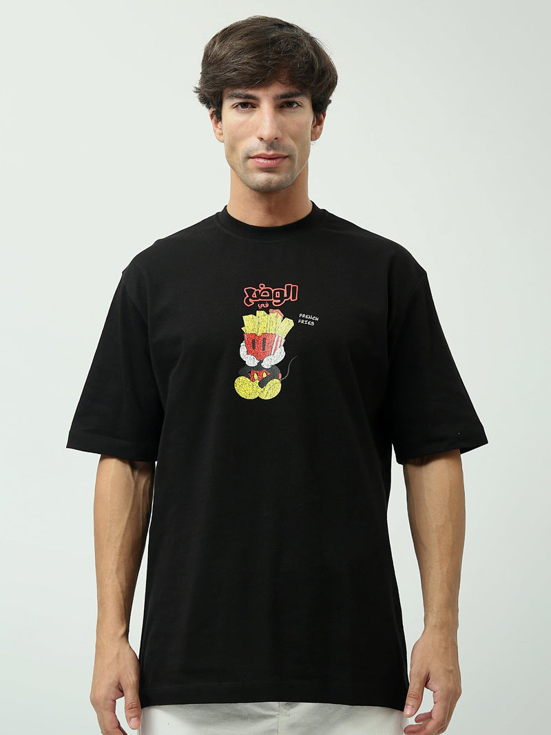 T-shirt Oversized "Fry and Fry Again!" – Design amusant avec imprimé fries - TSH24SPRO20120TM1
