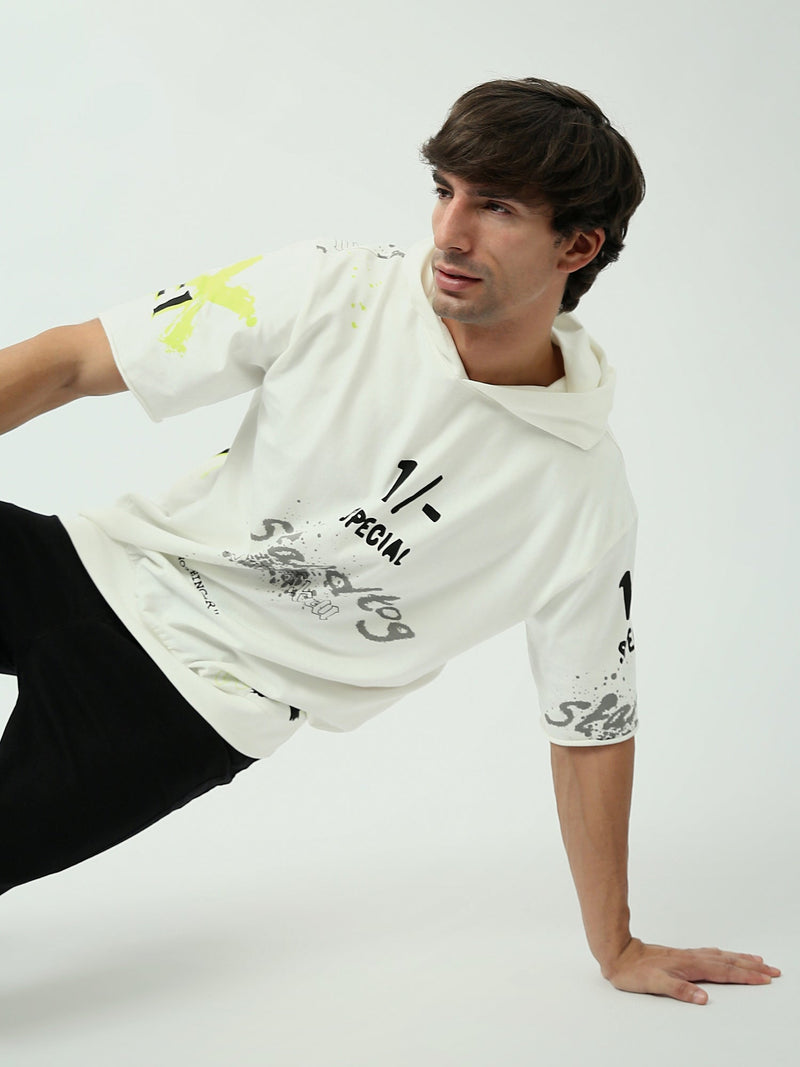 T-shirt Homme Oversize à Capuche avec Imprimés Graphiques – TSH24SPRO20140TM1
