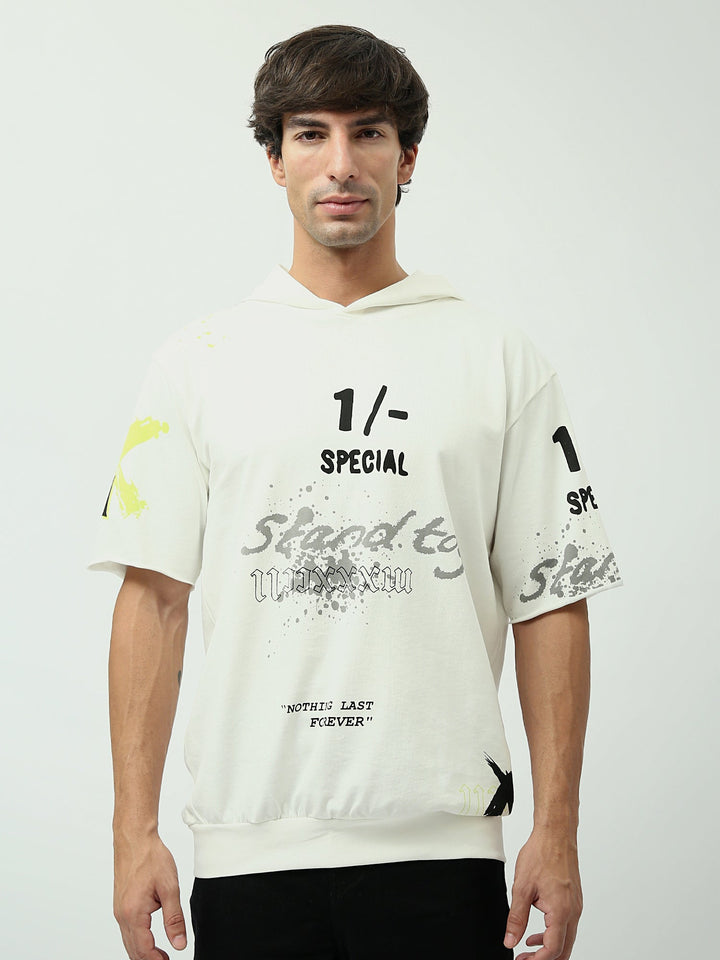 T-shirt Homme Oversize à Capuche avec Imprimés Graphiques – TSH24SPRO20140TM1