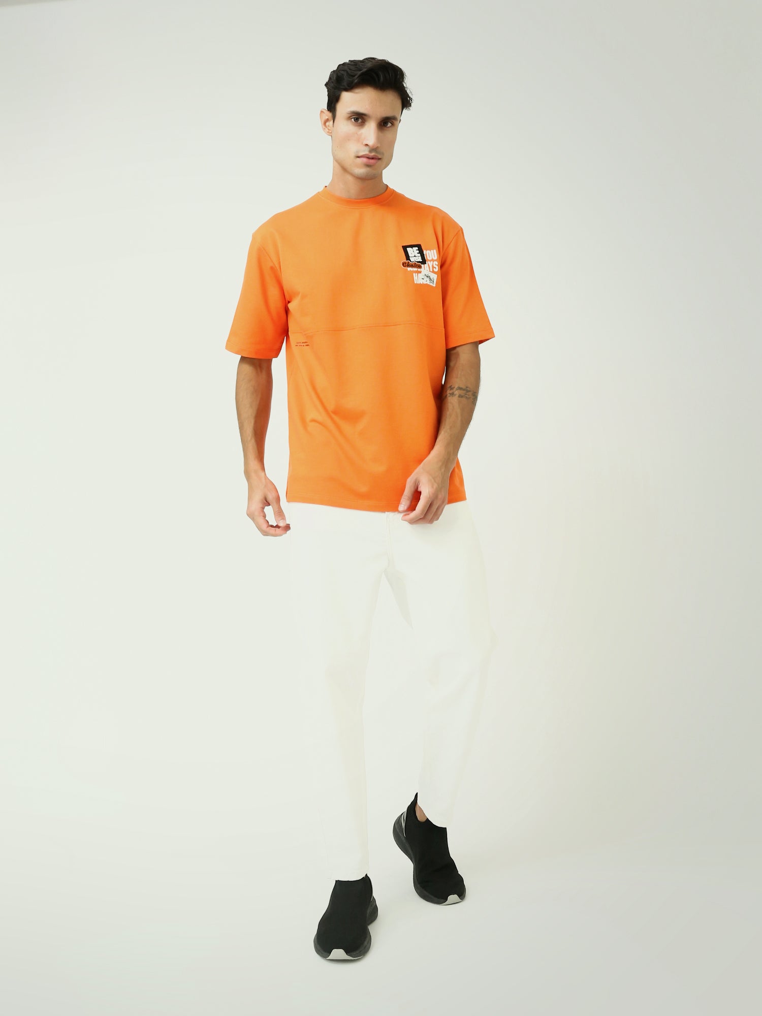 T-shirt Homme Orange avec Imprimé Audacieux – Style Tendance - TSH24SPRO20155TM1