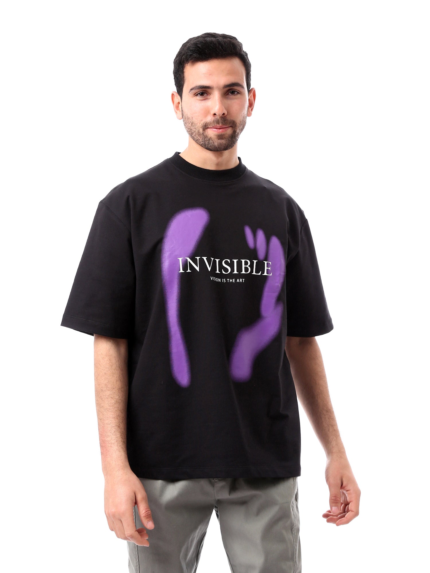 T-shirt pour homme noir avec impression artistique - TSH24SPRO20194TM1