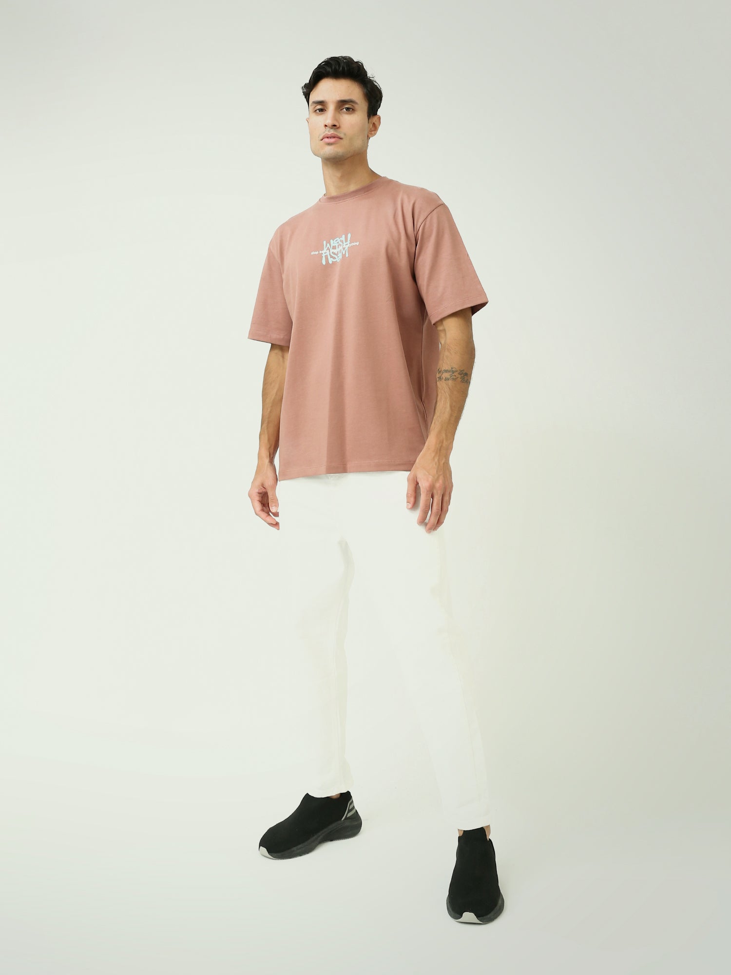 T-shirt Homme Oversize à Manches Courtes avec Imprimé Minimaliste – TSH24SPRO20198TM1