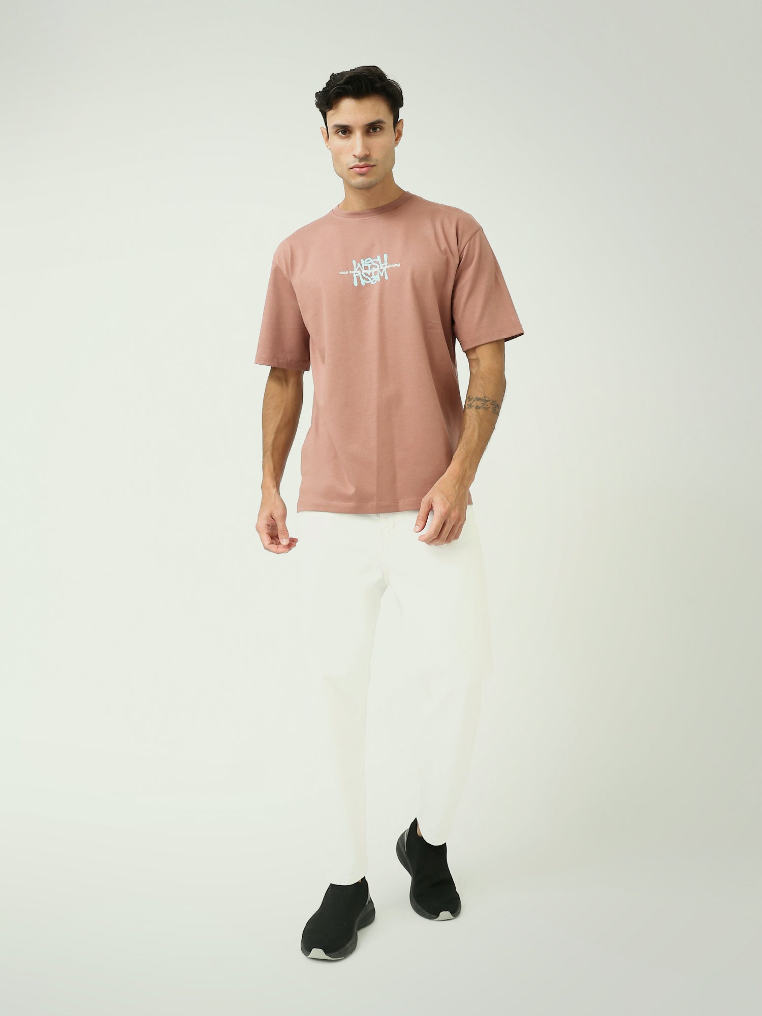 T-shirt Homme Oversize à Manches Courtes avec Imprimé Minimaliste – TSH24SPRO20198TM1