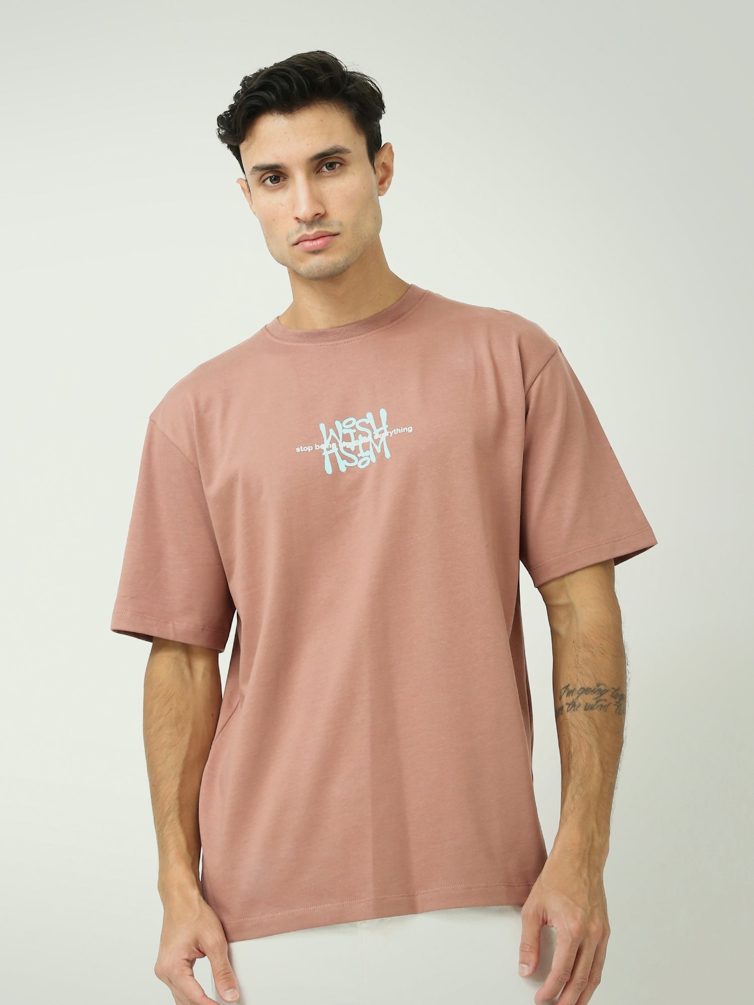 T-shirt Homme Oversize à Manches Courtes avec Imprimé Minimaliste – TSH24SPRO20198TM1