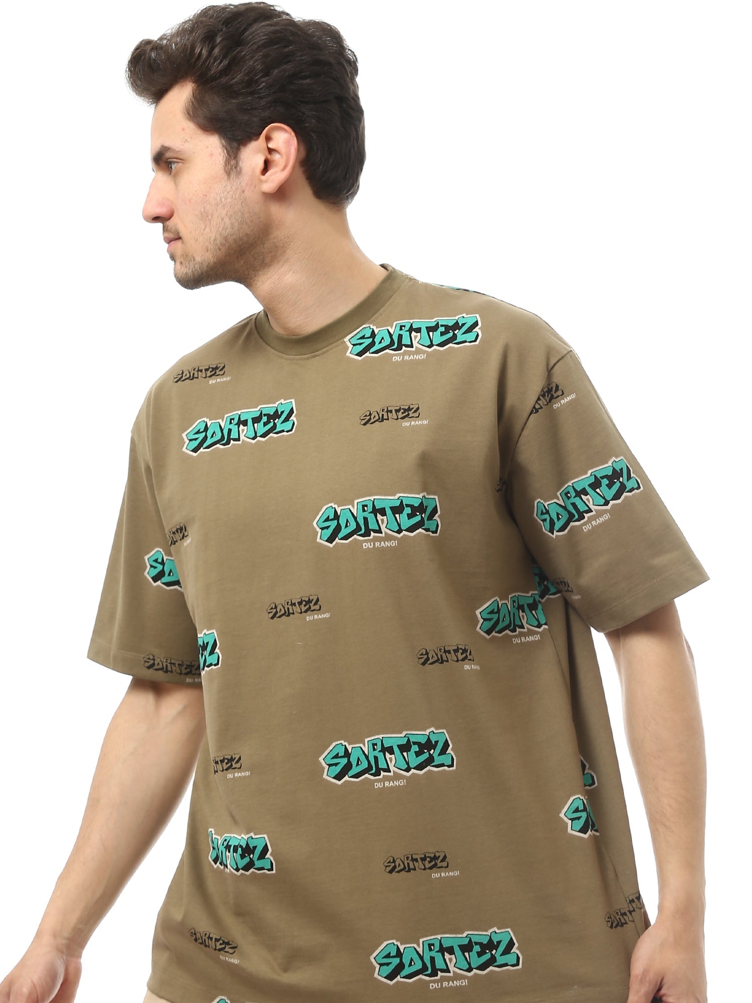 T-shirt homme au design élégant de couleur olive – TSH24SPRO20931TM1