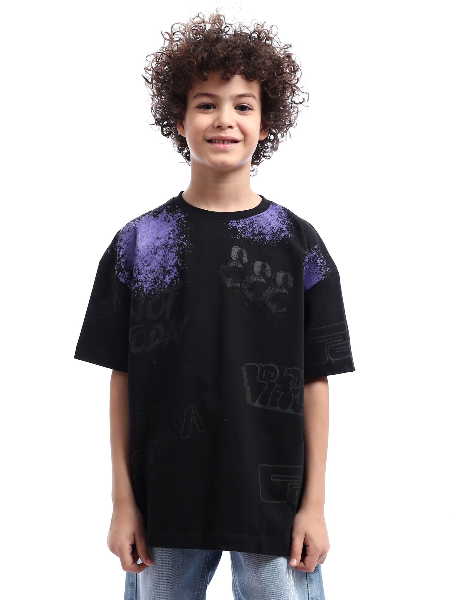 T-shirt oversize garçon – Imprimé graffiti avec effets de couleur - TSH24SPRO20933TJ1