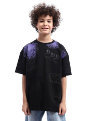 T-shirt oversize garçon – Imprimé graffiti avec effets de couleur - TSH24SPRO20933TJ1