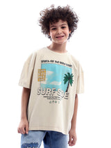 T-shirt pour garçon beige avec impression distinctive -TSH24SPRO32615TB1