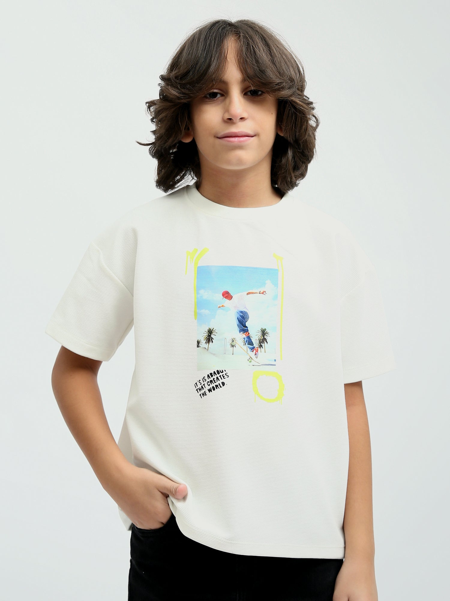 T-shirt Enfant avec Impression Colorée et Message Inspirant - Confortable et Moderne - TSH24SPRO32640TB1