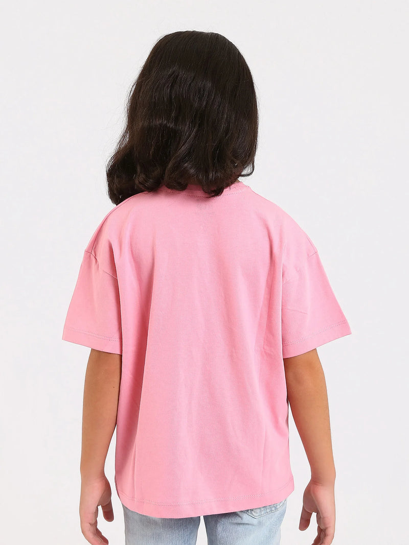 T-shirt fille PLAY ALL DAY rose et jaune - TSH24SPRO70877MG1