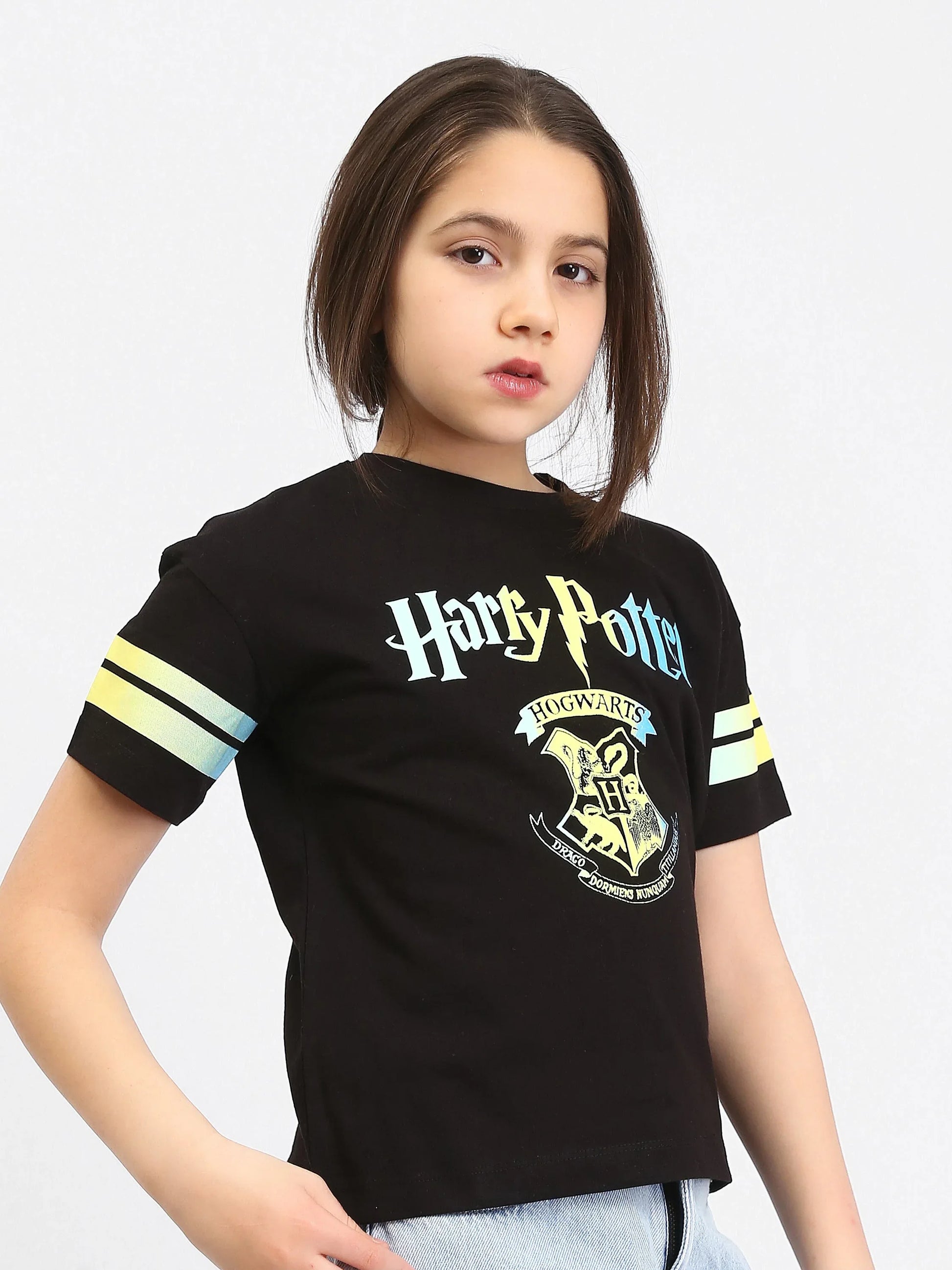 T-shirt fille Harry Potter Hogwarts noir et marron - TSH24SPRO70878MG1 - Justyol