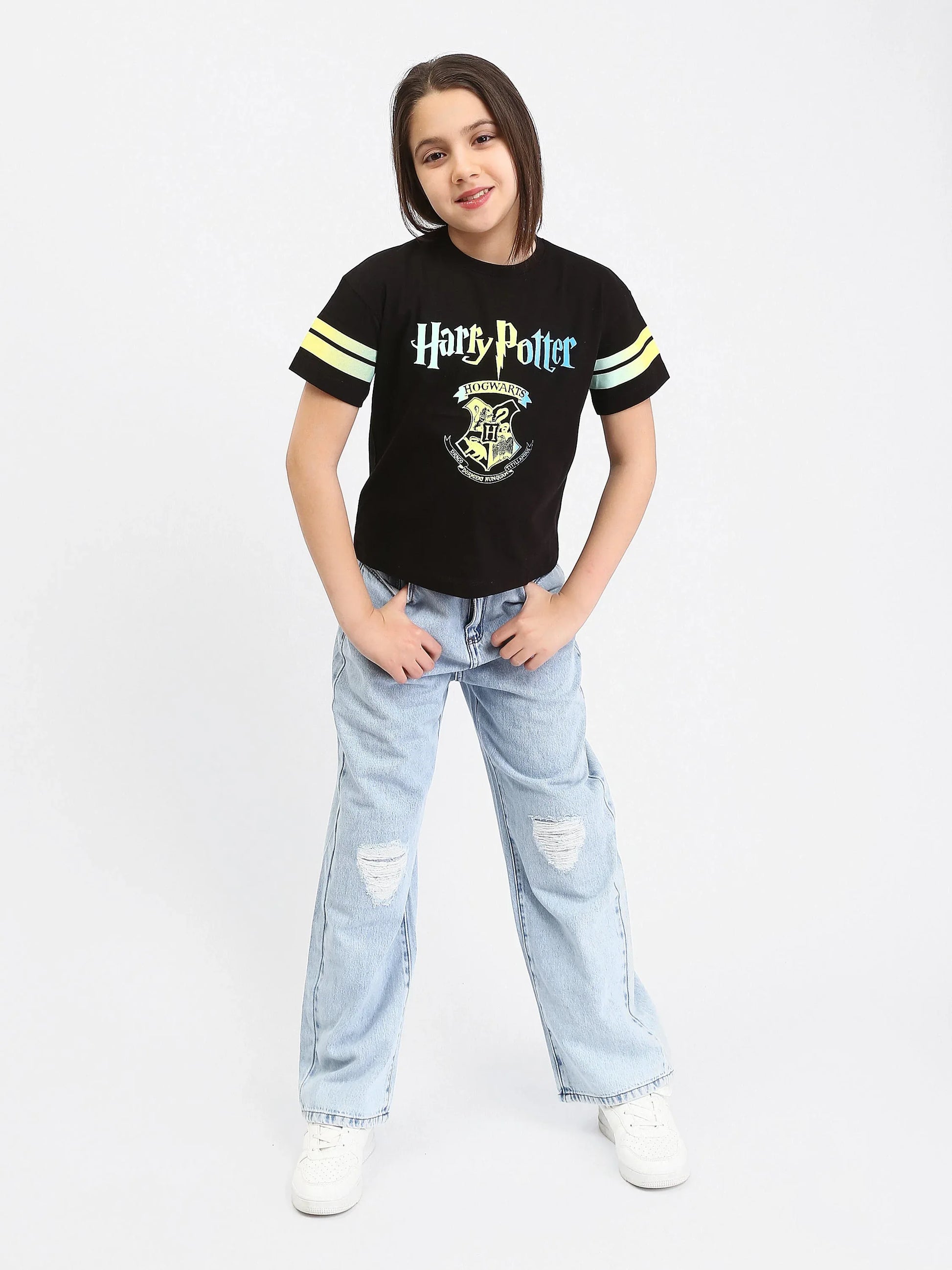 T-shirt fille Harry Potter Hogwarts noir et marron - TSH24SPRO70878MG1 - Justyol