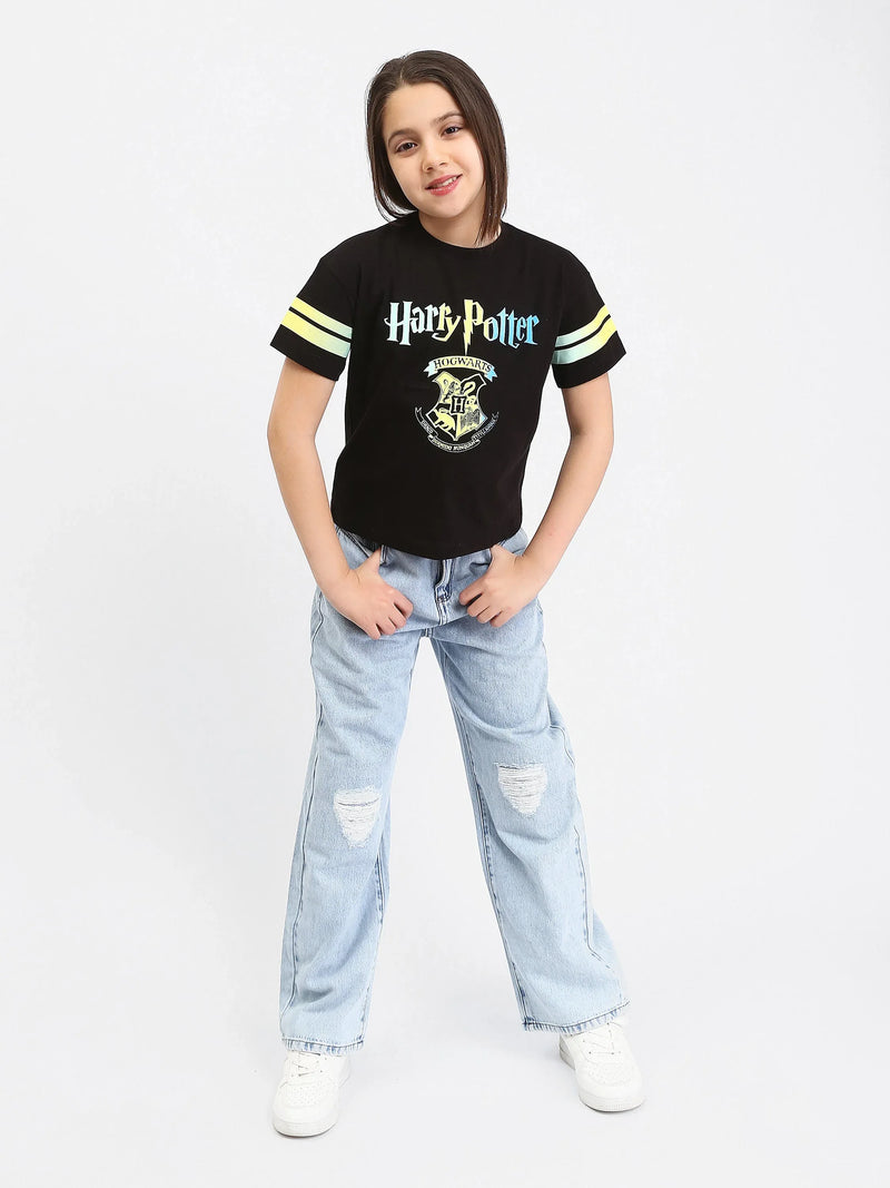 T-shirt fille Harry Potter Hogwarts noir et marron - TSH24SPRO70878MG1