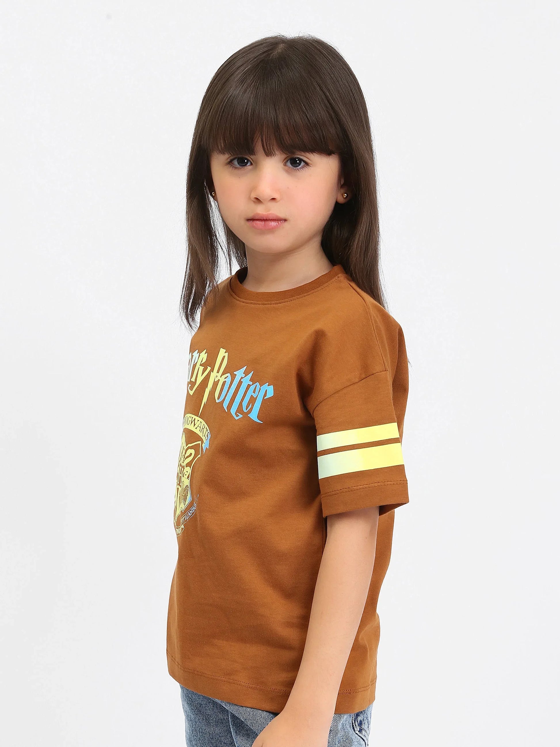 T-shirt fille Harry Potter Hogwarts noir et marron - TSH24SPRO70878MG1 - Justyol