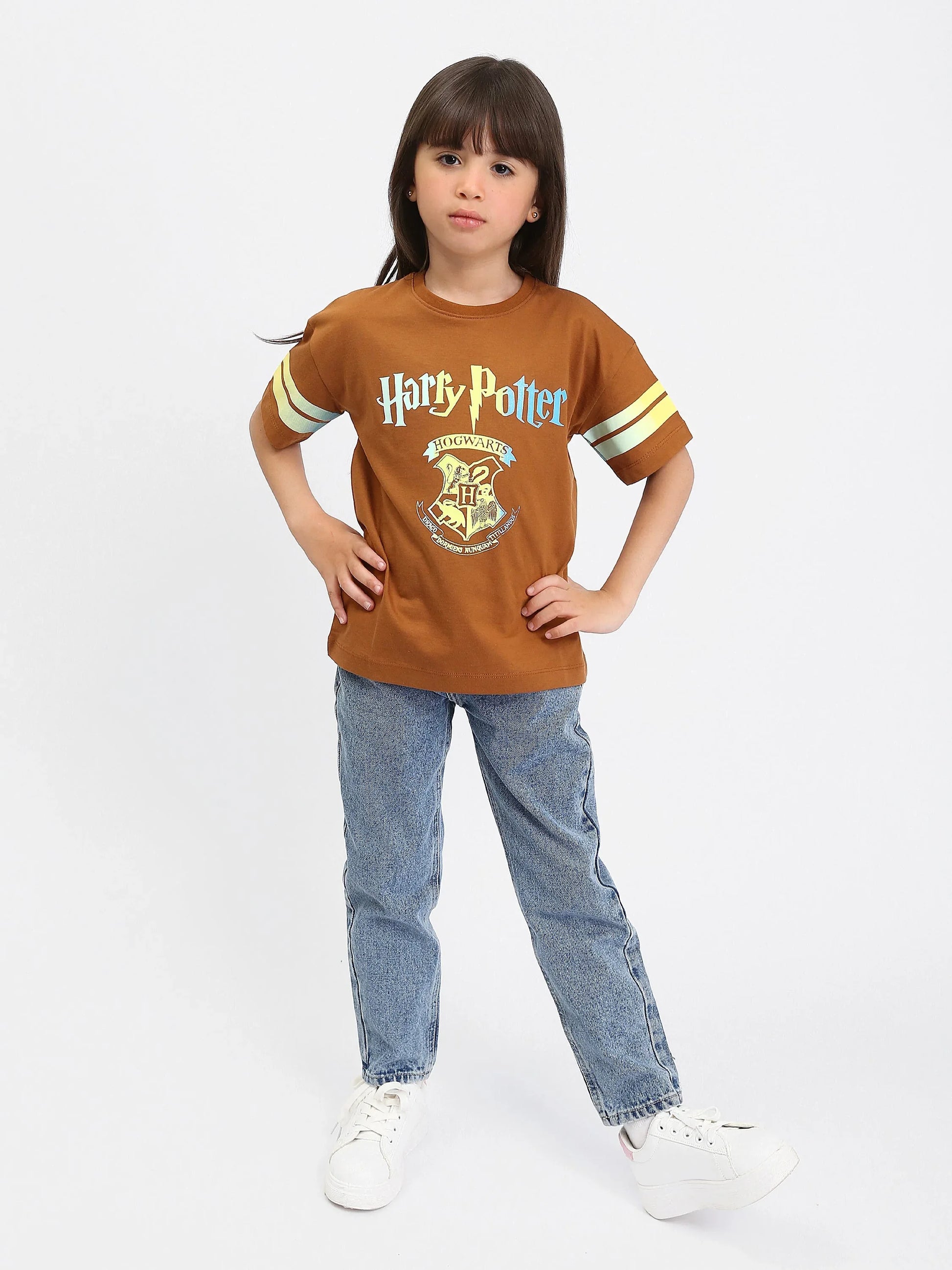 T-shirt fille Harry Potter Hogwarts noir et marron - TSH24SPRO70878MG1 - Justyol