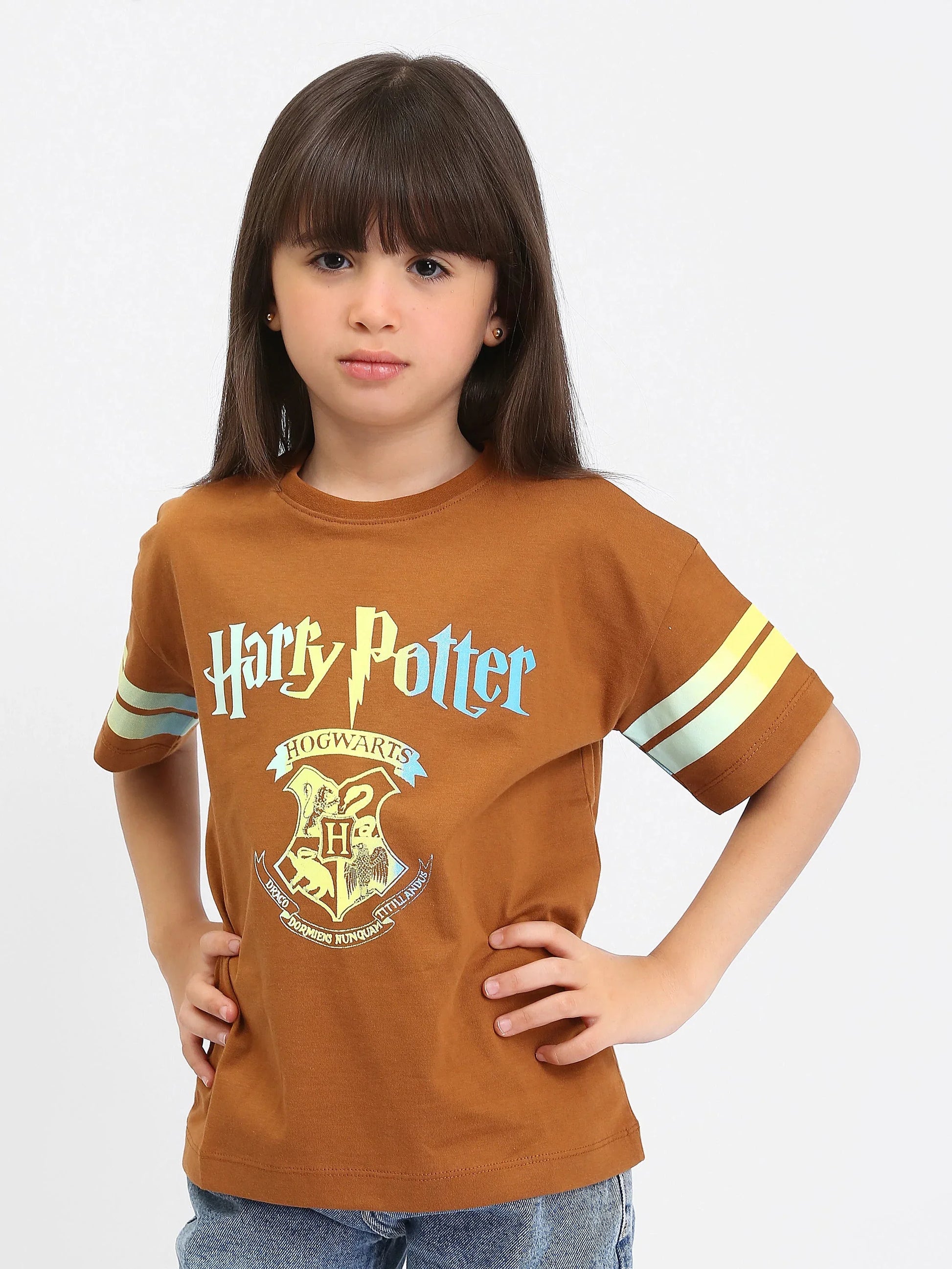 T-shirt fille Harry Potter Hogwarts noir et marron - TSH24SPRO70878MG1 - Justyol