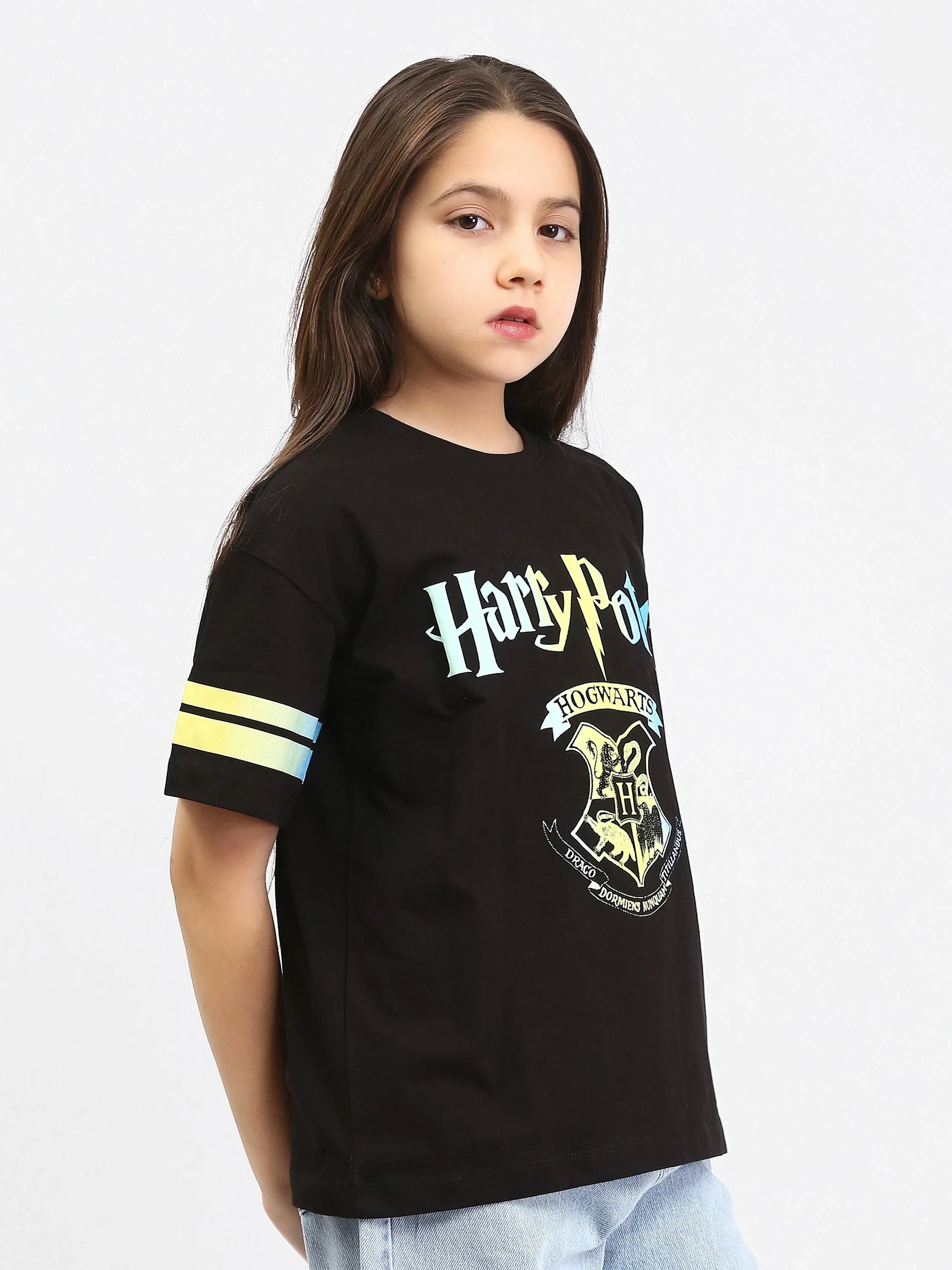 T-shirt fille Harry Potter Hogwarts noir et marron - TSH24SPRO70878MR1 - Justyol