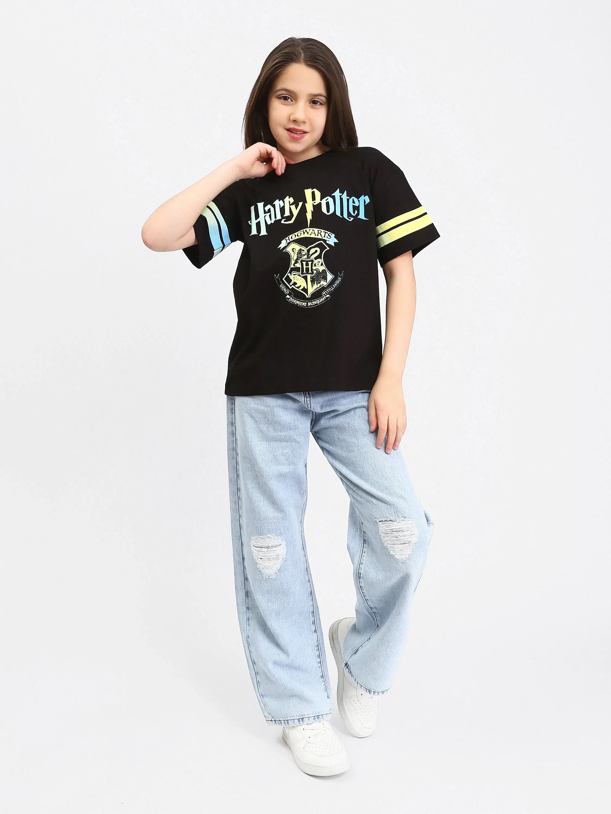 T-shirt fille Harry Potter Hogwarts noir et marron - TSH24SPRO70878MR1 - Justyol